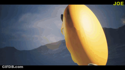 Yellow Object With Joe In Corner GIF