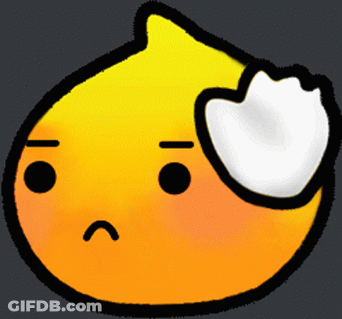 Yellow Orange Sad Cartoon With White Heart On Head GIF
