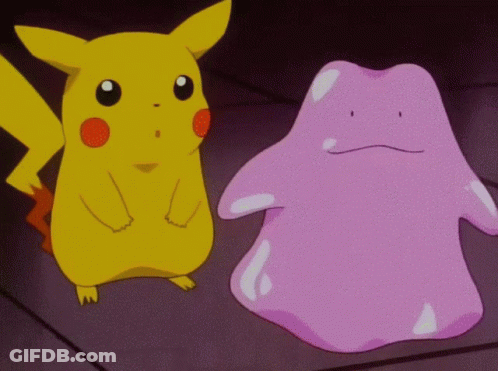 Yellow Pikachu And Pink Ditto Together GIF
