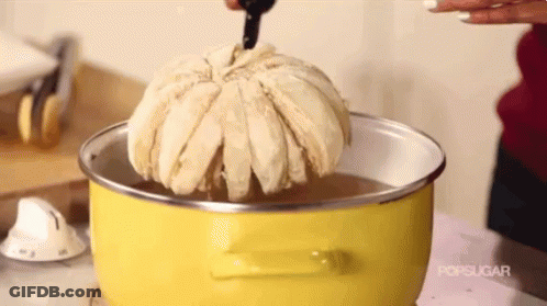 Yellow Pot With Water And Bread GIF