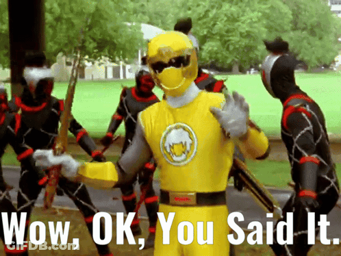 Yellow Power Ranger Saying Wow Ok To Ninjas GIF