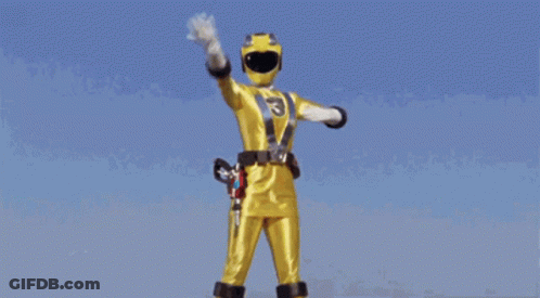 Yellow Power Ranger With Number 3 On Belt GIF