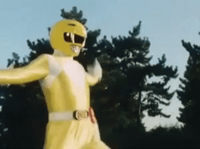 Yellow Power Rangers Defense Position GIF