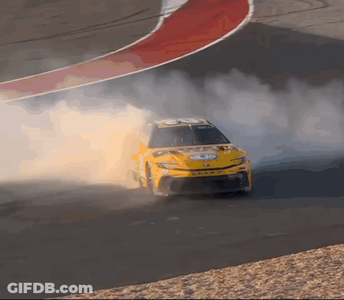 Yellow Race Car Drifting With Smoke GIF