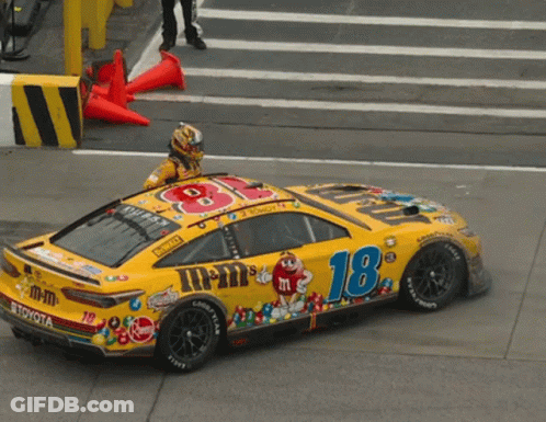 Yellow Race Car Number 18 GIF