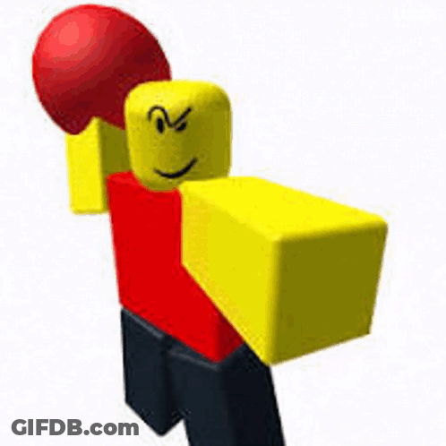 Yellow Red Roblox Character Holding Red Glove Yellow Box GIF