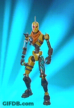Yellow Robot Standing On Blue Background GIF