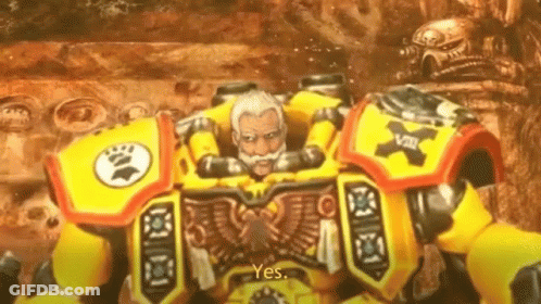 Yellow Robot With Beard And Mustache Says Yes GIF