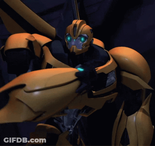 Yellow Robot With Blue Eyes And Black Body GIF