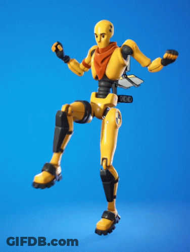 Yellow Robot With Scarf Dancing On Blue Background GIF