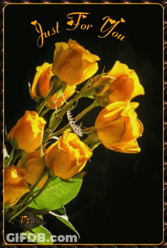 Yellow Roses Greeting Card Saying Just For You GIF