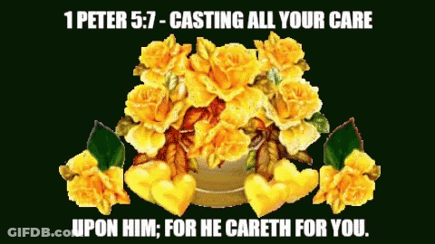 Yellow Roses Hearts 1 Peter 5:7 Casting Care GIF