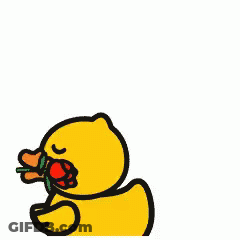 Yellow Rubber Duck Holding Red Heart GIF