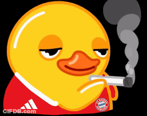 Yellow Rubber Duck In Bayern Munchen Shirt Smoking Cigarette GIF
