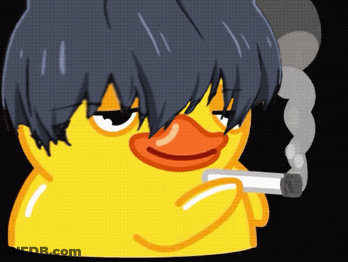 Yellow Rubber Duck Smoking Cigarette GIF