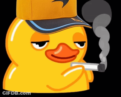 Yellow Rubber Duck Wearing Nike Hat Smoking Cigarette GIF