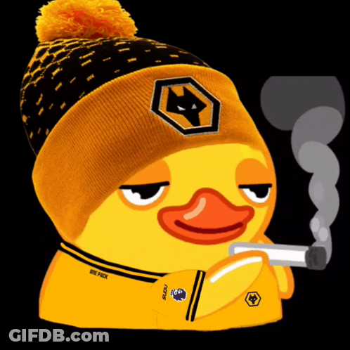 Yellow Rubber Duck With Beanie And Cigarette GIF