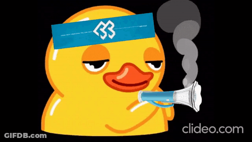 Yellow Rubber Duck With Blue Headband Smoking GIF