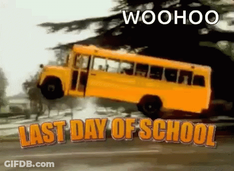 Yellow School Bus Flying Last Day Of School GIF