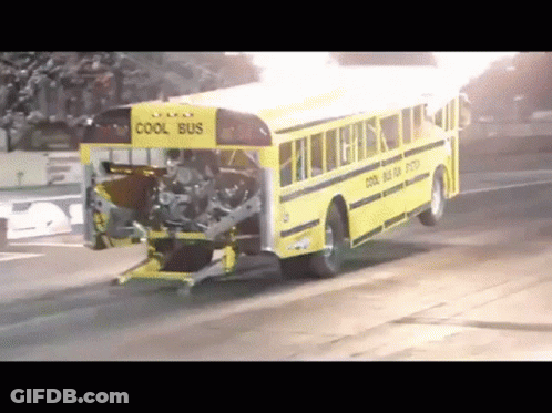 Yellow School Bus Saying Cool Bus GIF