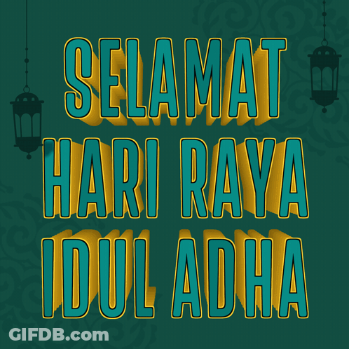 Yellow Selamat Hari Raya Idul Adha On Green GIF