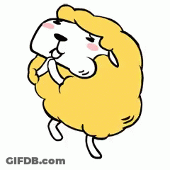 Yellow Sheep White Face Pink Cheeks GIF