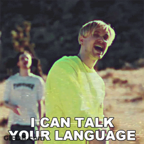 Yellow Shirt Man Laughing I Can Talk Your Language GIF