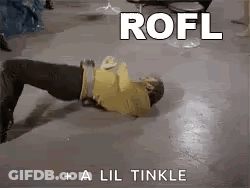 Yellow Shirt Man Lying On Floor Rofl + A Lil Tinkle GIF
