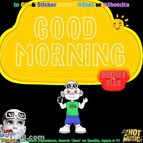Yellow Sign Saying Good Morning With Monkey GIF