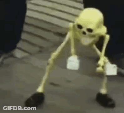 Yellow Skeleton Holding Bottle GIF