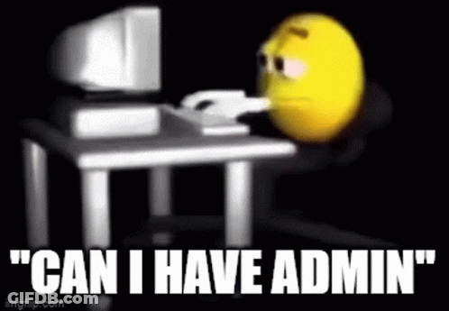 Yellow Smiley At Computer Saying Can I Have Admin GIF