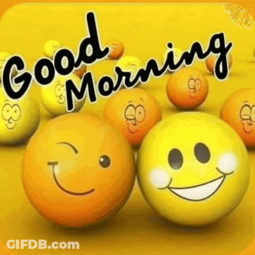 Yellow Smiley Balls Saying Good Morning GIF