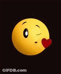 Yellow Smiley Blowing Kiss With Red Heart GIF