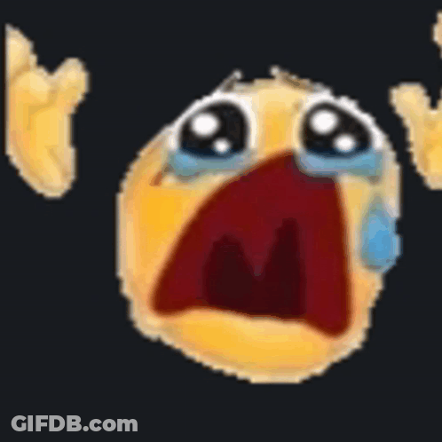 Yellow Smiley Crying Tears On Black Background GIF