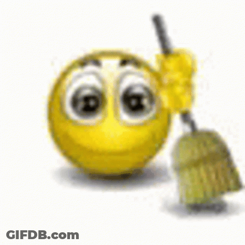 Yellow Smiley Emoji Sweep The Floor GIF