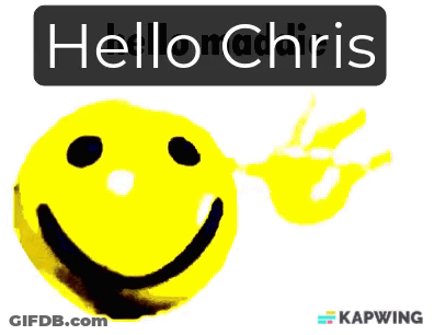 Yellow Smiley Face Saying Hello Chris GIF