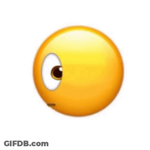 Yellow Smiley Face With Big Eye And Slight Smirk GIF