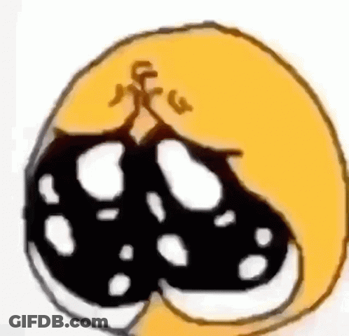 Yellow Smiley Face With Black White Details And Hole GIF