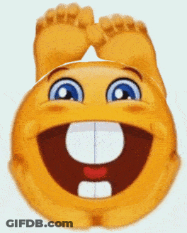 Yellow Smiley Face With Feet On Head GIF