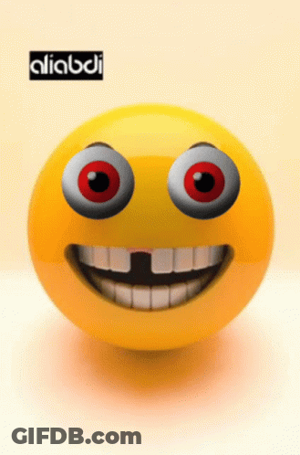 Yellow Smiley Face With Red Eyes Aliabdi GIF