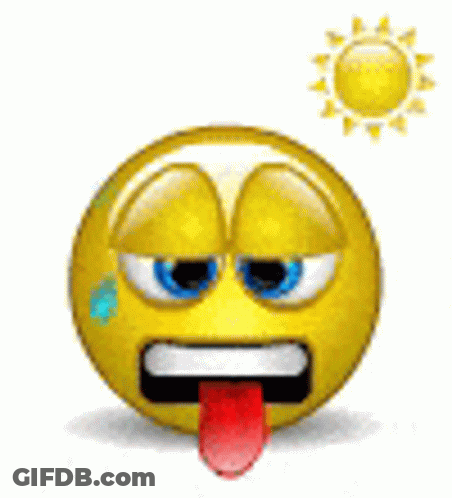 Yellow Smiley Face With Tongue And Water Drops GIF