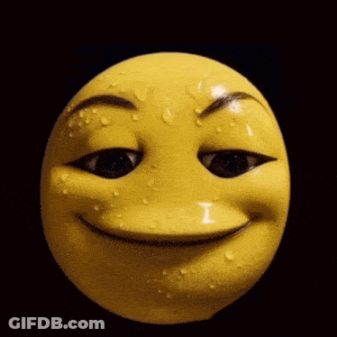Yellow Smiley Face With Water Drops GIF