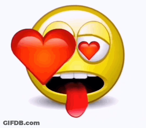 Yellow Smiley Heart Eyes Tongue Out GIF