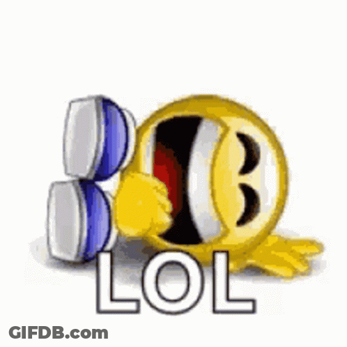 Yellow Smiley Holding Headphones And Lol Sign GIF