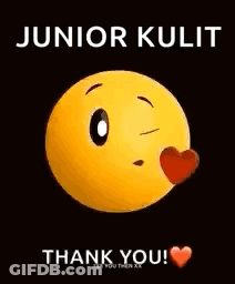 Yellow Smiley Holding Red Heart Saying Junior Kulit Thank You GIF
