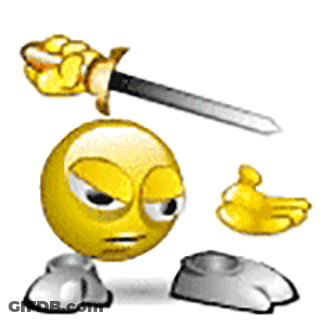 Yellow Smiley Holding Sword GIF