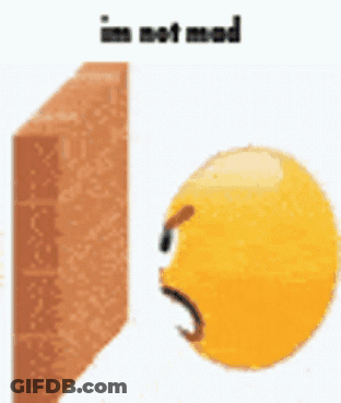Yellow Smiley Next To Brick Wall Says I'm Not Mad GIF