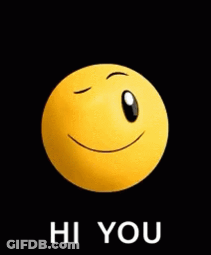 Yellow Smiley On Black Saying Hi You GIF