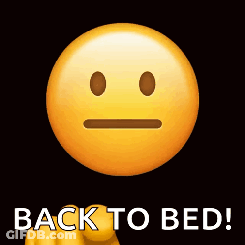 Yellow Smiley Pointing At Back To Bed GIF