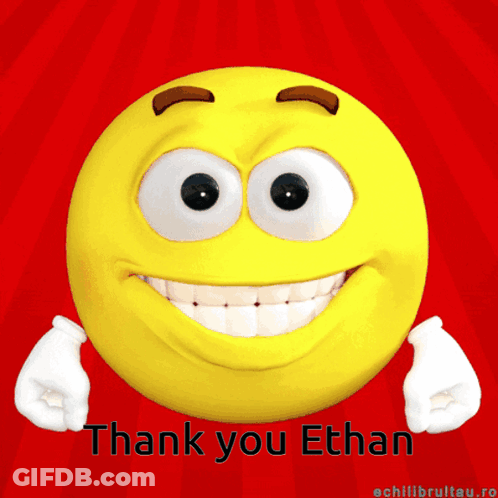 Yellow Smiley Saying Thank You Ethan GIF
